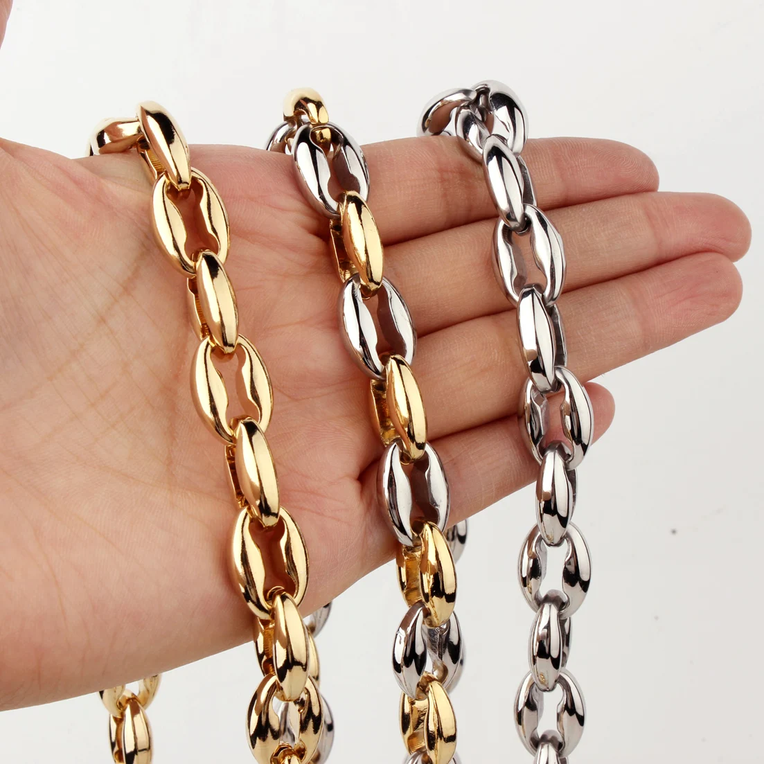 

7/11mm High Quality Stainless Steel Coffee Beans Chain Necklace for Men Women Gold Silver Color Link Chain Bracelet Jewelry