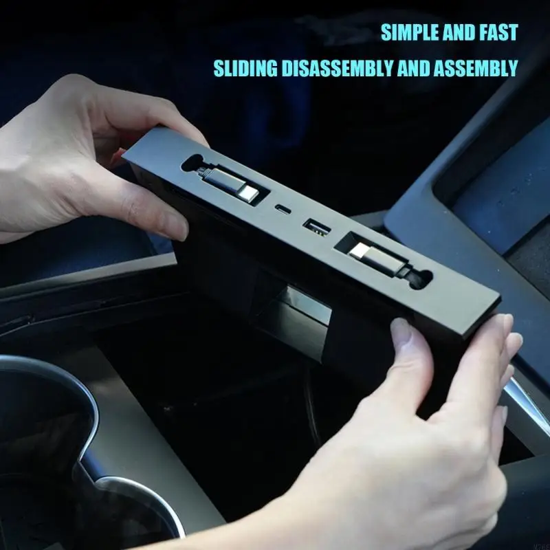 M76E Organisierter Kfz-Ladehub mit ausziehbarem Kabel und USB-Anschlüssen an der Vorderseite – Detail 3