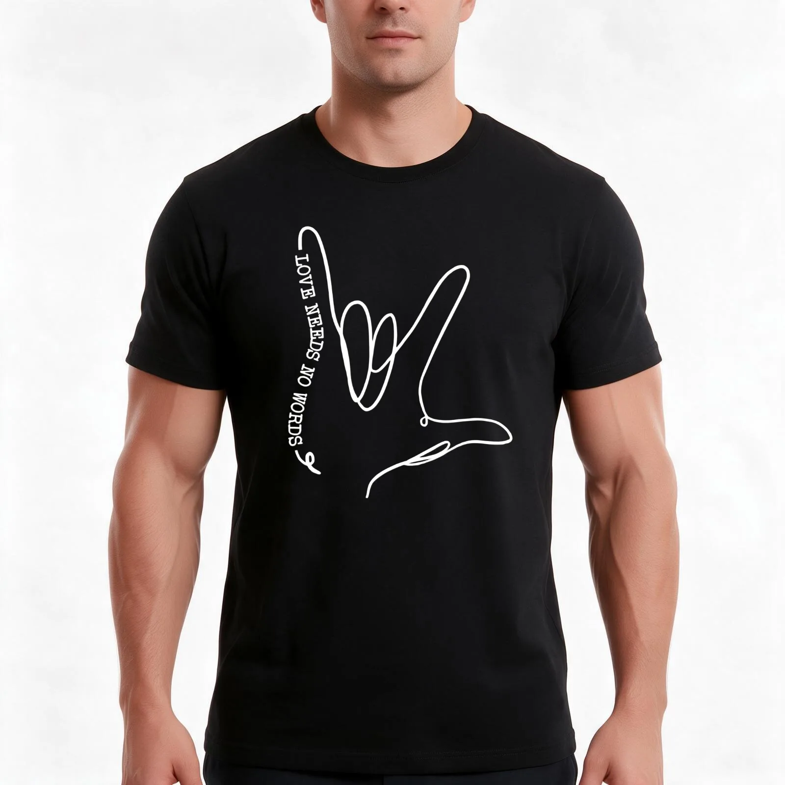 Love Need No Word ASL Autism Awareness SPED Teacher T-Shirt Summer Casual Cotton Tee Oversized Streetwear Tops 100% Cotton