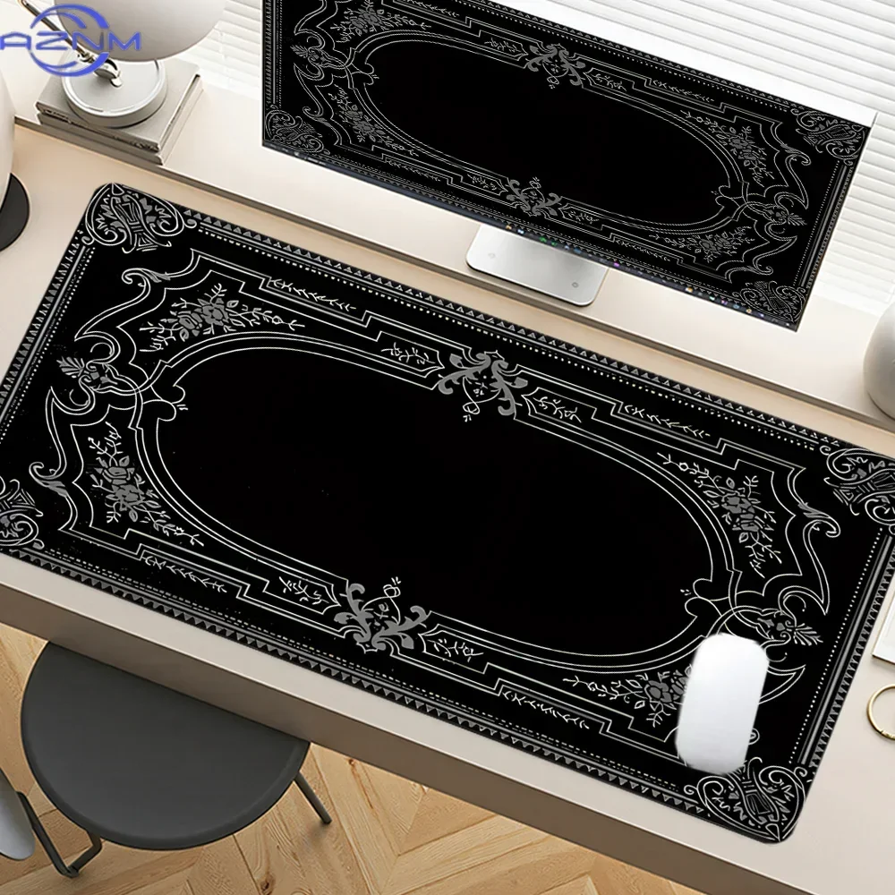 Vintage Baroque Ornamental Frame Mousepad,Waterproof Non‑Slip Retro Gothic Style Mousepad Noble Desktop Decoration