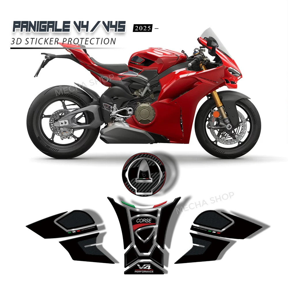 

Накладка на бак для PANIGALE V4 v4s 2025, аксессуары для мотоциклов, 3D эпоксидная наклейка, защитный комплект, наклейка на обтекатель