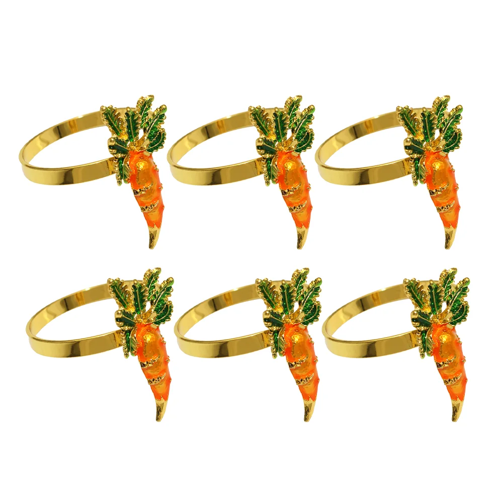 

6 Pcs Carrot Napkin Rings Festival Holder Easter Party Buckles Metal Decorative Cute