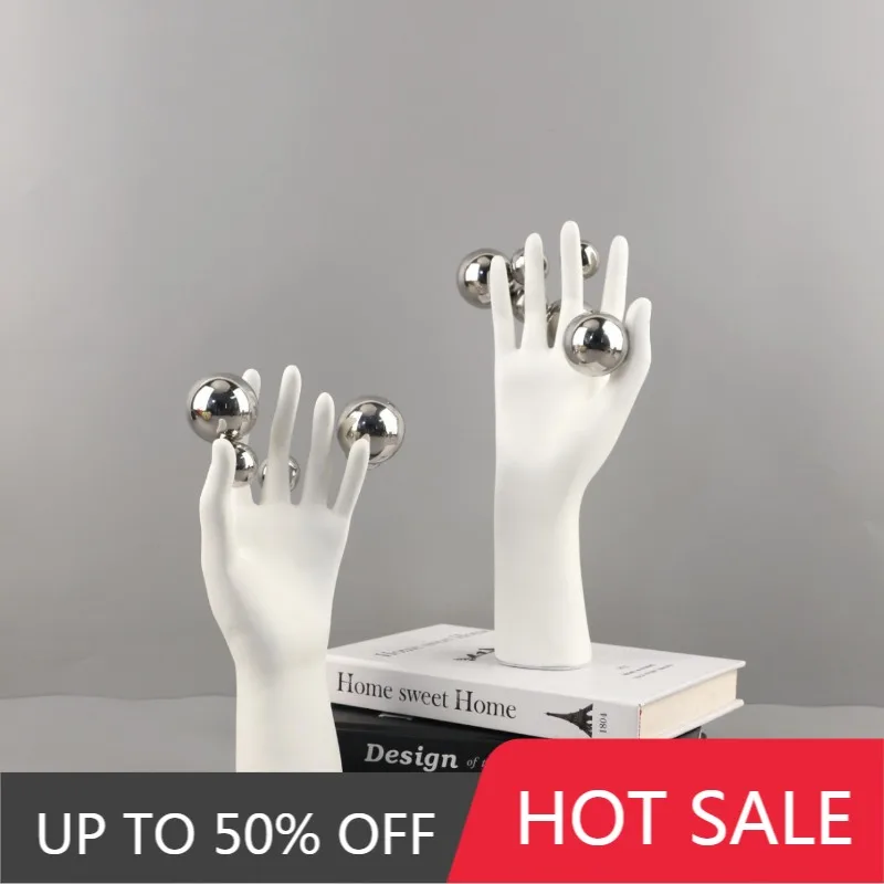 Character Hand Palm Figurines Creative Golden Silvery Nordic Figurines Crafts Abstract Aesthetics Ornament Living Room Sculpture