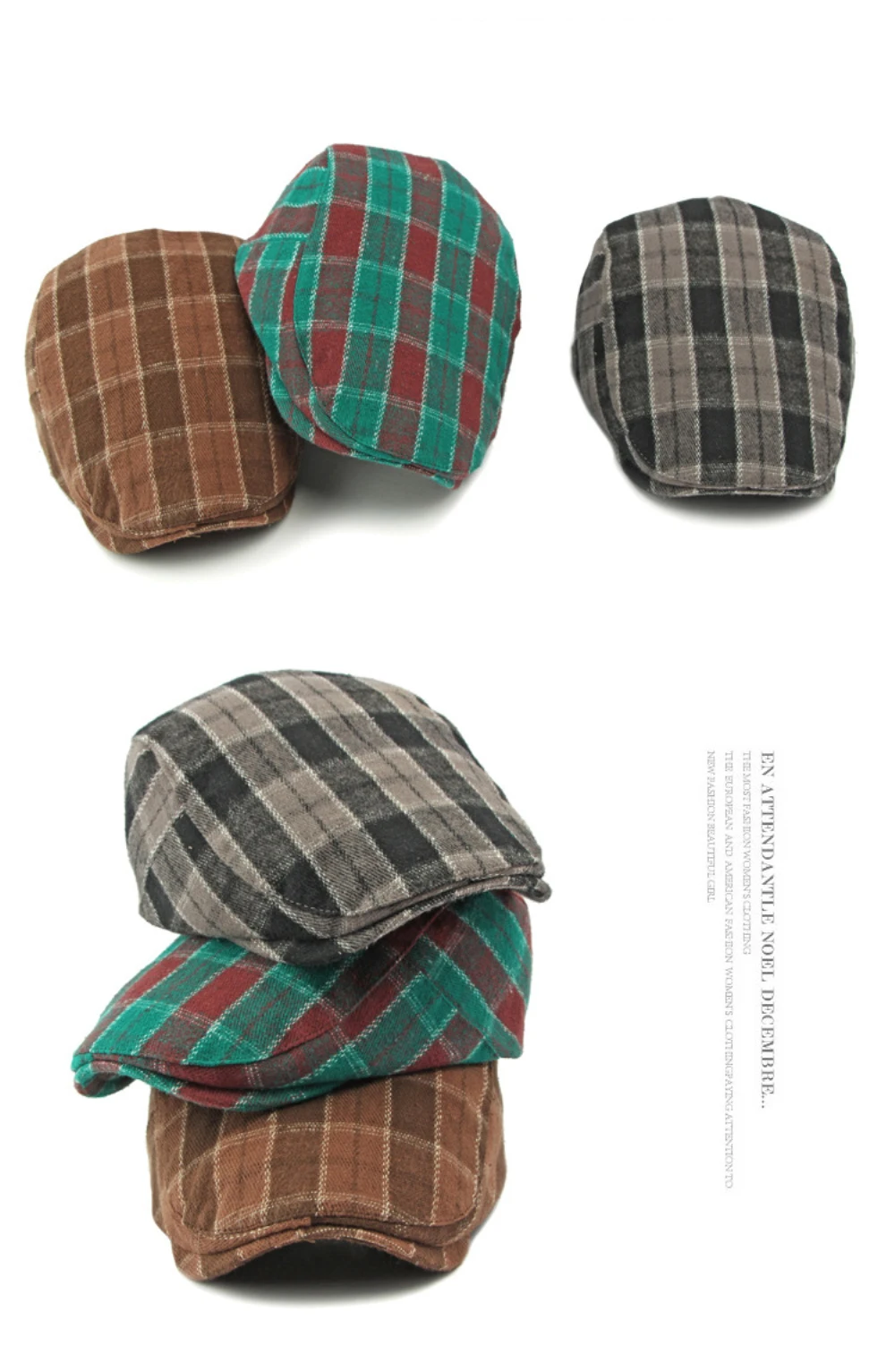 HT4947 Berets Neue Herbst Winter Caps für Männer Frauen Plaid Künstler Maler Baskenmütze Hut Männlich Weiblich Ivy Flache Kappe Einstellbare Baskenmütze Kappen – Detail 2
