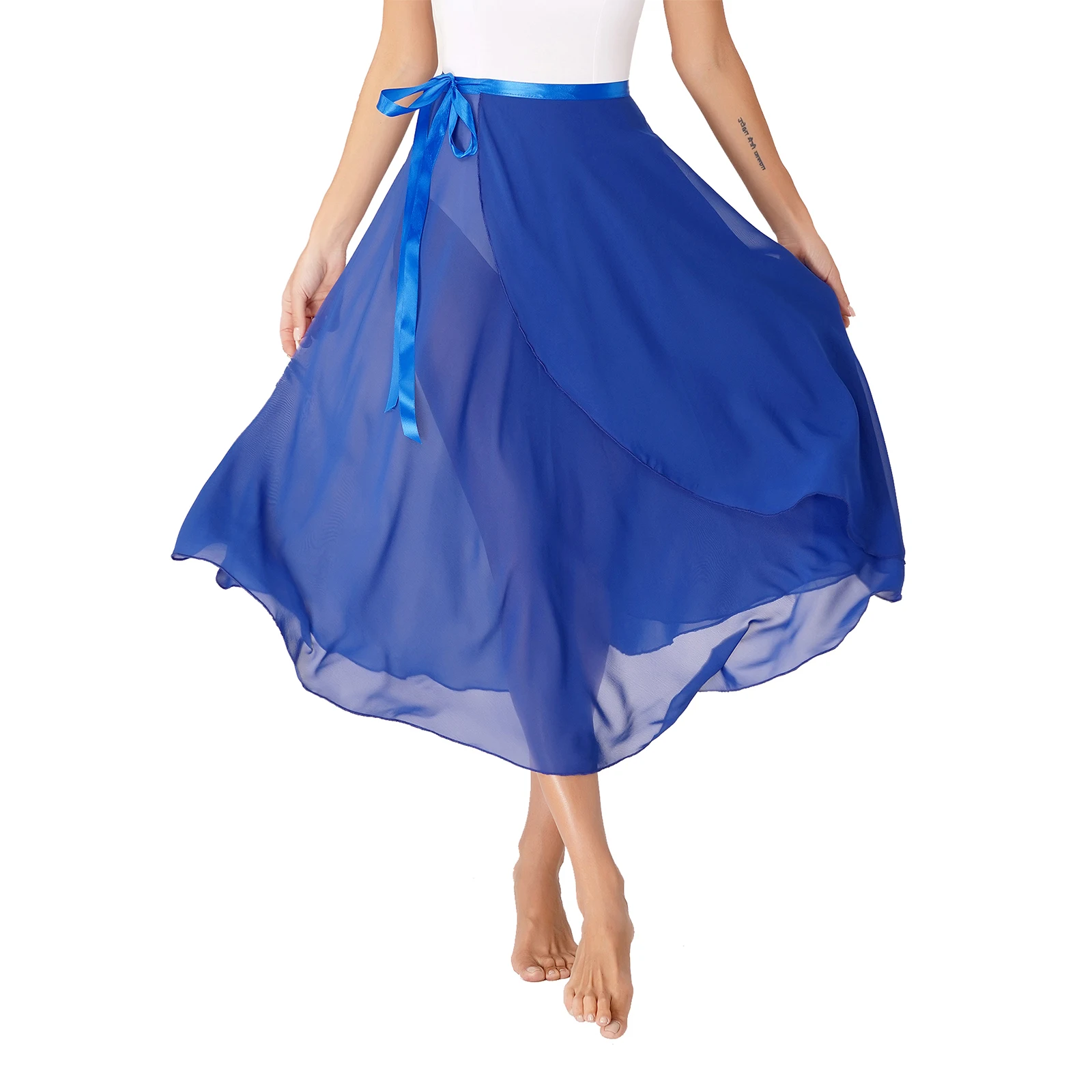 Womens Ballet Dance Wrap Chiffon Skirt Maxi Long Split Skirt Dancewear Tutu Skate Skirt Ballerina Lyrical Dance Dresses