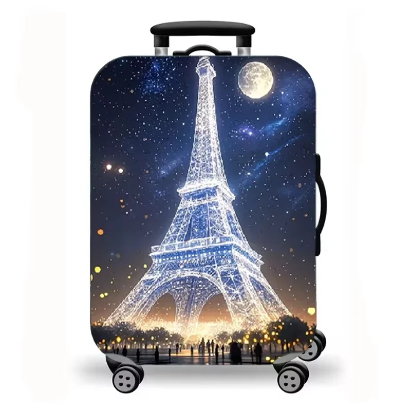 Colorful Flame Motorcycle Rider Print Luggage Cover Elastic Suitcase Protector Dustproof Anti Scratch Travel