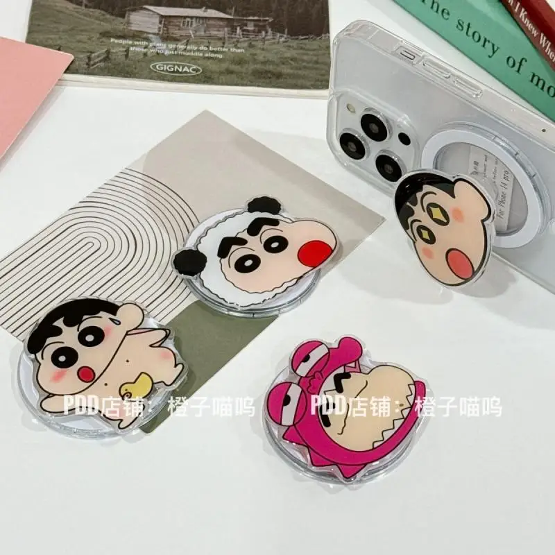 Bandai Phone Holder Cute Cartoon Crayon Shin Chan Bracket Transparent Airbag Mobile Phone Bracket Chaser Removable Girl Gift