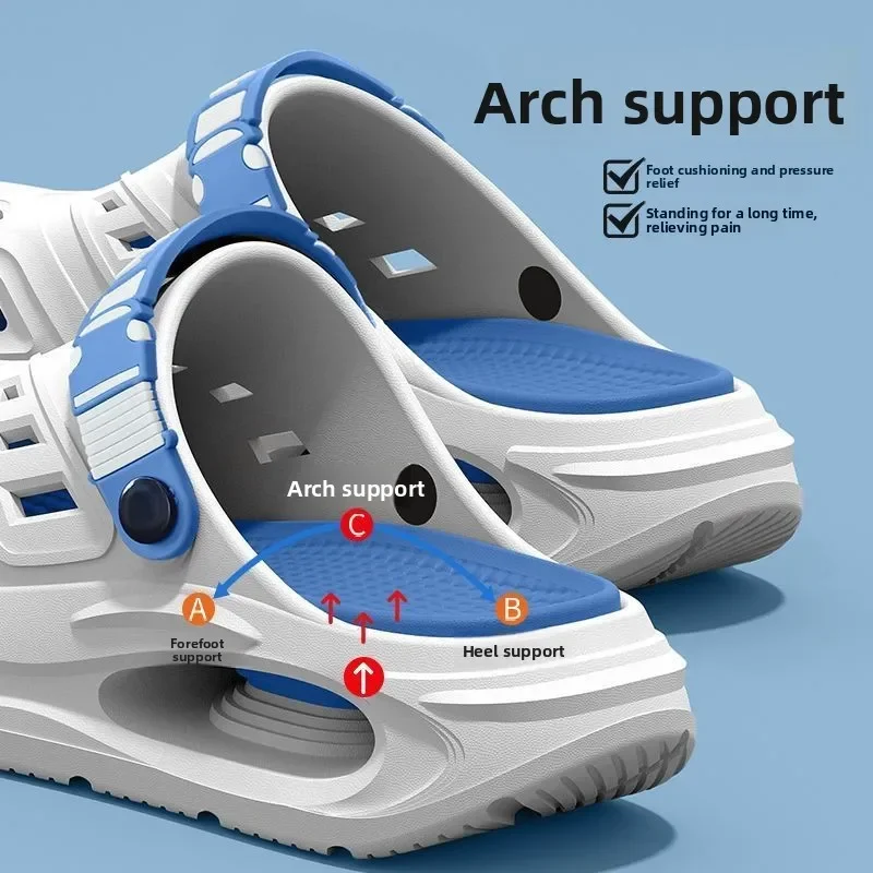 Arch support, anti slip, soft sole, wear-resistant cool slippers for wearing, thick sole breathable odor proof summer hole shoes