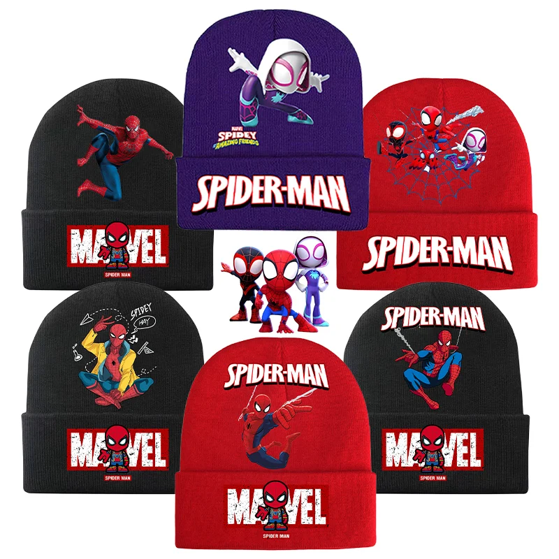 

Spiderman Marvel Kid Childern's Knitted Hat Movie Cartoon Infant Beanie Outdoor Casual Warm Vogue Hundred Take Knitting Cap Soft