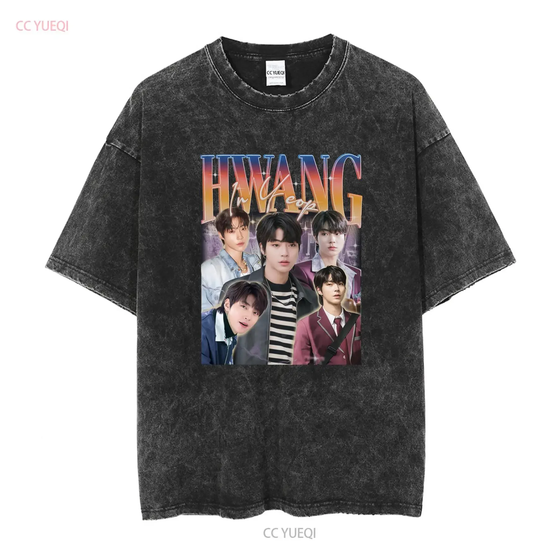 محدودة HWANG في YEOP ريترو تي شيرت المشجعين الكورية خمر الممثل طويلة أو قصيرة الأكمام خمر غسلها عادية للجنسين الشارع الشهير