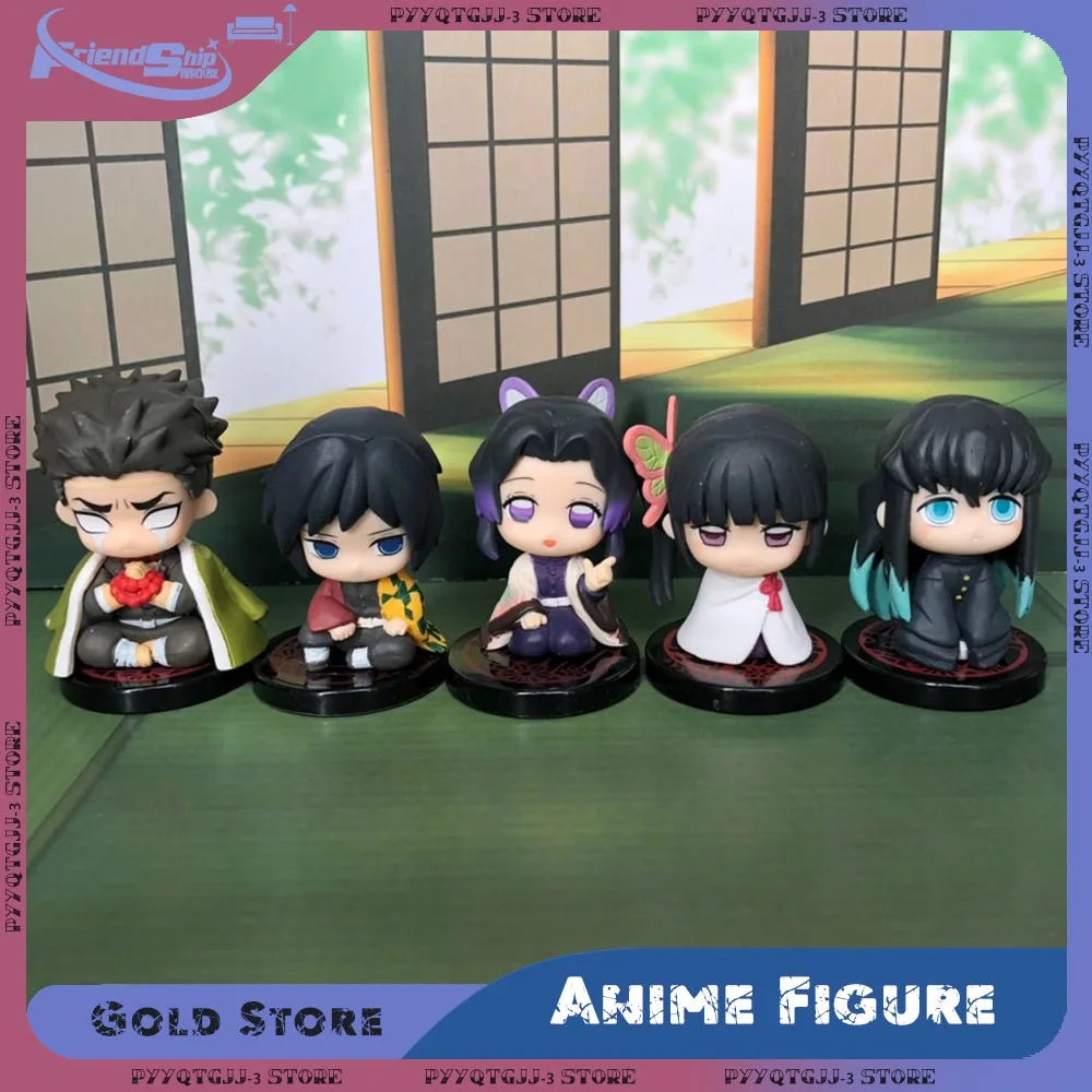 

5 шт. Demon Slayer сидящий призрак Q версия фигурка модель Tanjiro Nidouzi Inosuke Zenizu аниме мини ПВХ куклы игрушки украшения подарки