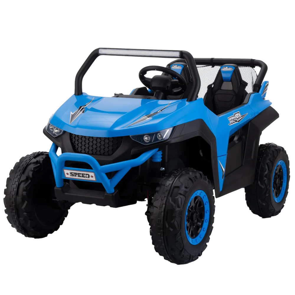 24V 4WD Kids Ride on car, 2 Seater Kids Ride on UTV, Big Battery, Easy-Drag System, w/parents control, Soft Braking