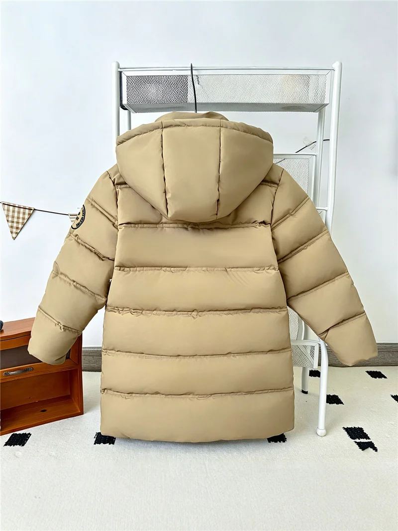 Boys Windproof Long Jackets -30℃ Winter Kids Thick Warm Parka Outerwear Children Cargo Pocket Zipper Snowsuit Coat 5-12 Years