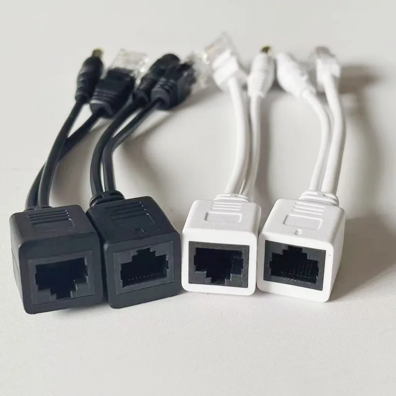 

12-48V POE Cable Passive Power Over Ethernet Adapter Cable White Or Black Color POE Splitter RJ45 Injector For IP Cameras