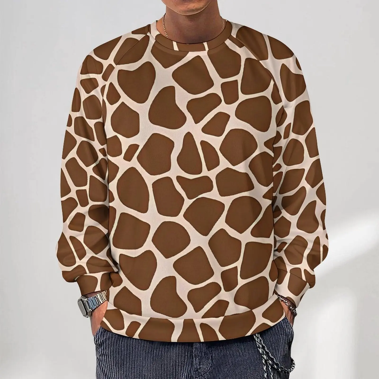 

Giraffe Print Casual Hoodies Unisex Brown Animal Skin Harajuku Hoodie Autumn Street Wear Custom Sweatshirts Oversize Tops