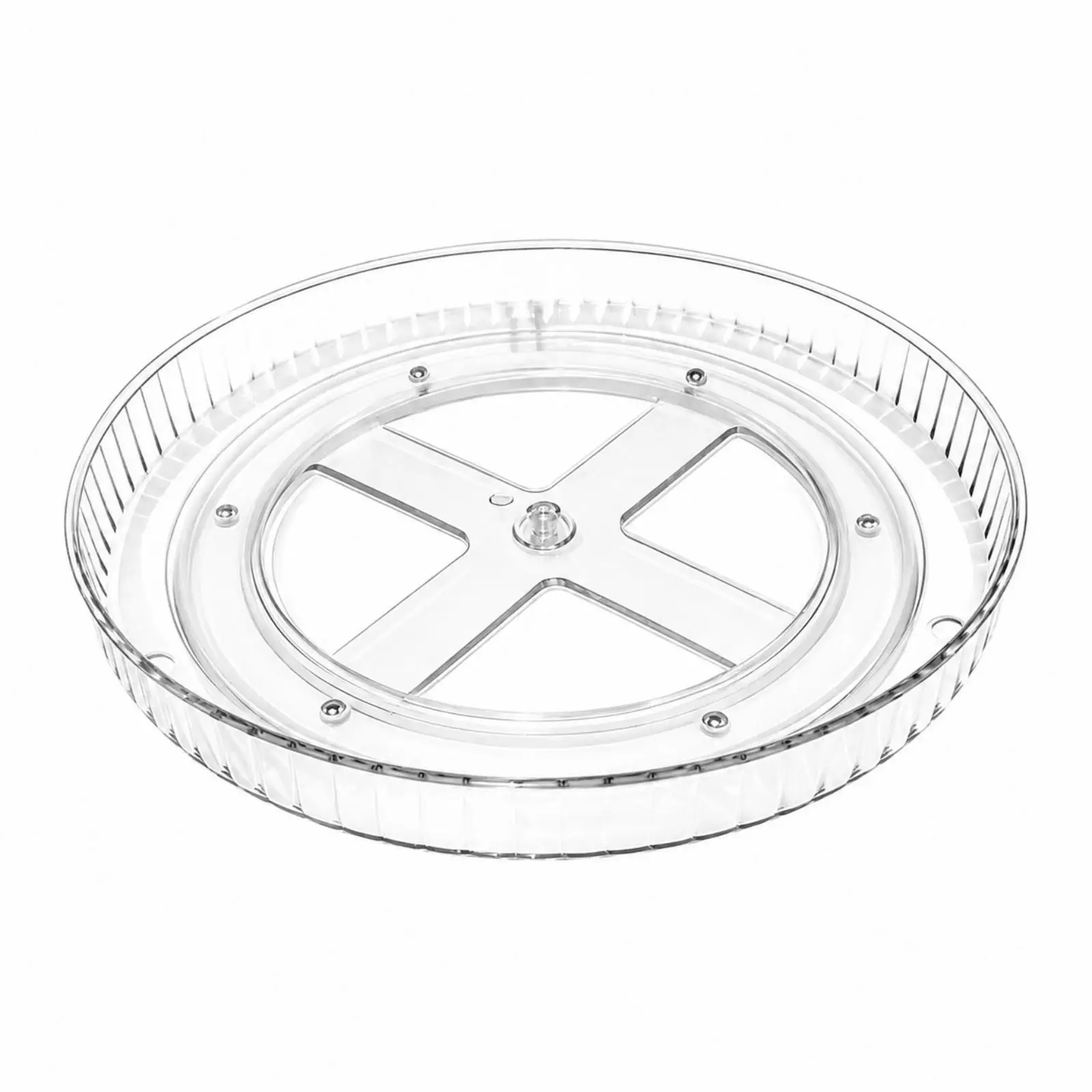 Frosted Striped Countertop Turntable Transparent Clear Rotating Organizer with Raised Rim Rotating Countertop Organizer