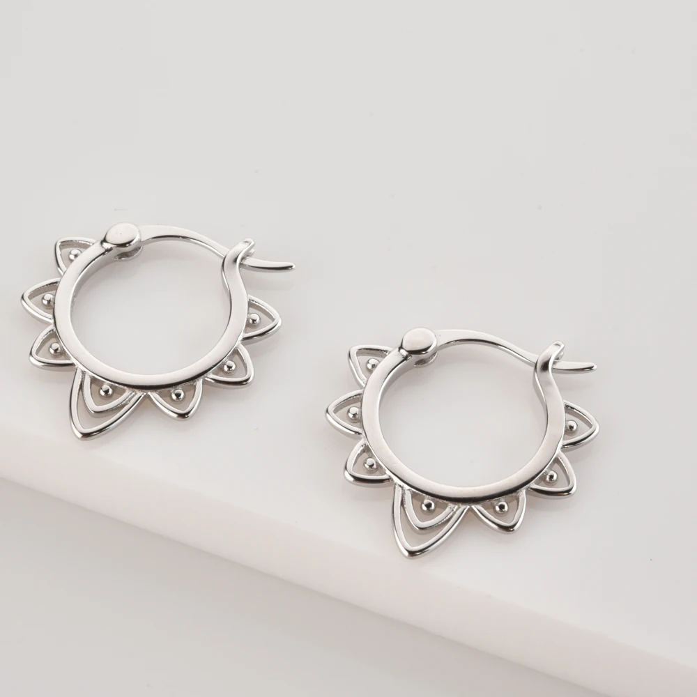 ANDYWEN 925 Sterling Silver Gold Flower Hoops Piercing Clips Pendientes Luxury Plain 2022 Women Wedding Jewelry Rock Punk Jewels