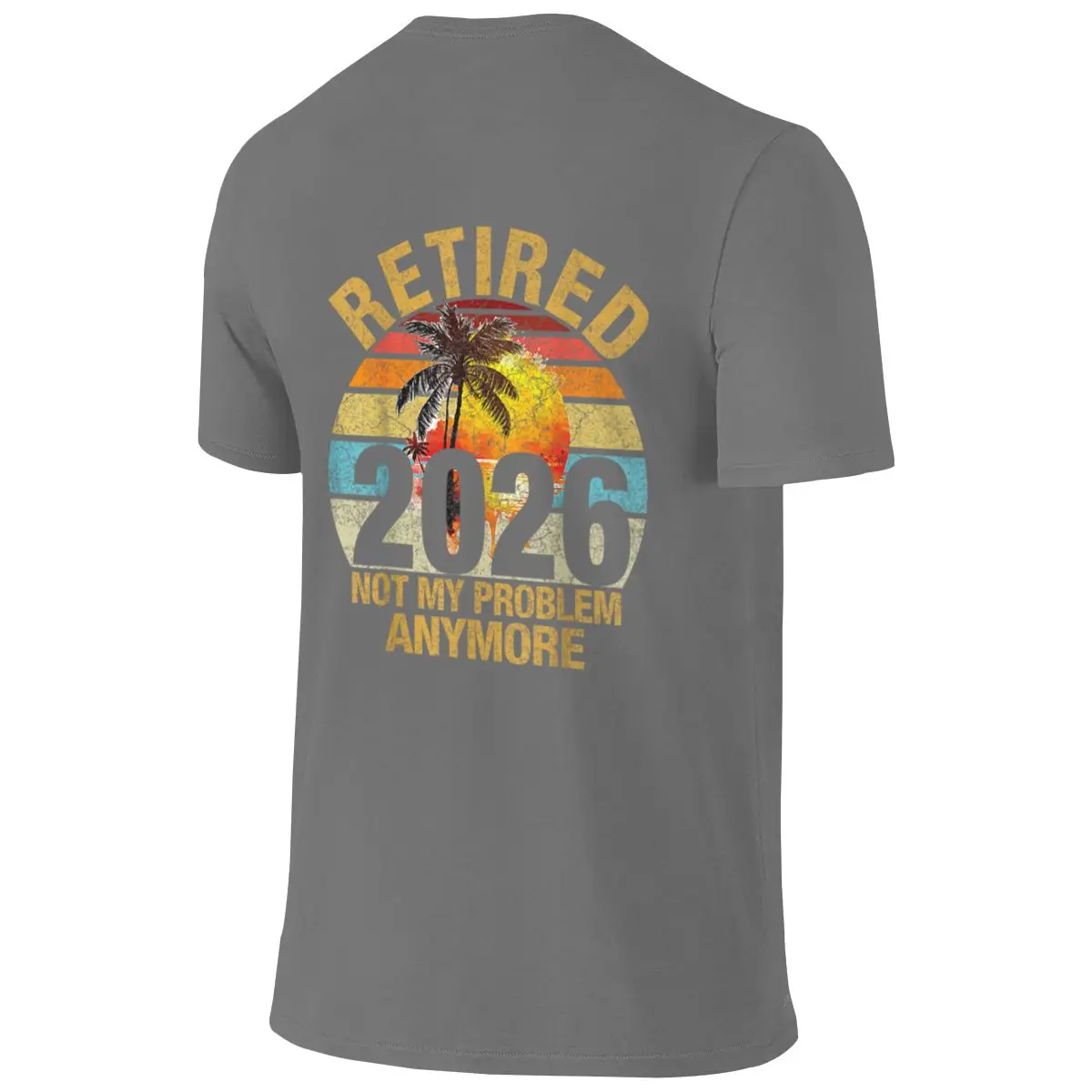 Retro Sunset Retired 2026 Not My Problem Anymore Retirement V-Neck Reversible T-shirt Minimalist Artistic Full Texture Tee