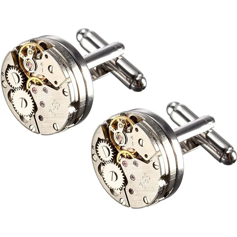 Cufflinks Deluxe Steampunk Men Cufflinks Vintage Watch Movement Shape Cufflinks Gift for Men/Father's Day/Anniversaries/Birthday