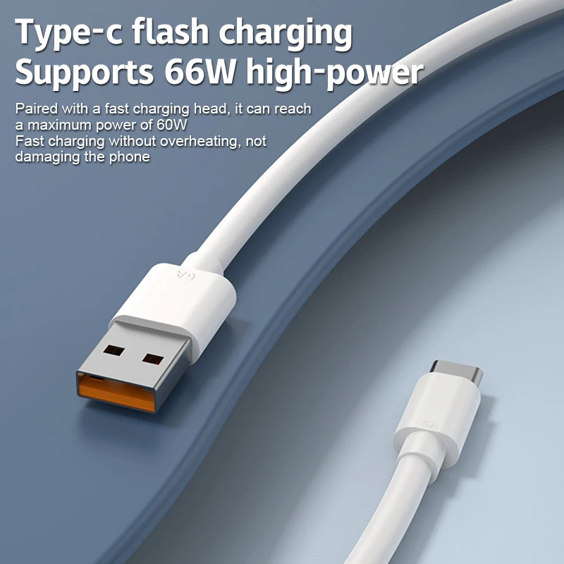 66/120W USB To Type-C Fast Charging Phone Cable 6A Charger Data Cord For Android Phone Tablet