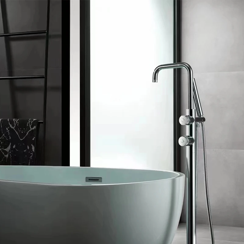 

Modern Bathroom Floor Mounted Bath Mixer Tap Tub Taps Freestanding Bathtub Faucet