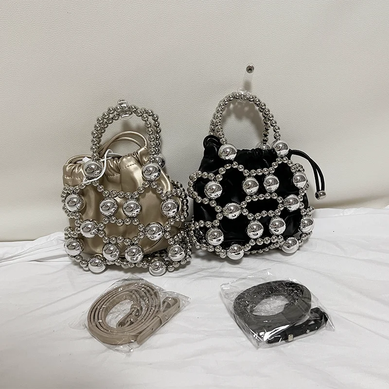 Cool Spicy Girl Silver Beaded Messenger Bag Women 2024 New main image 0