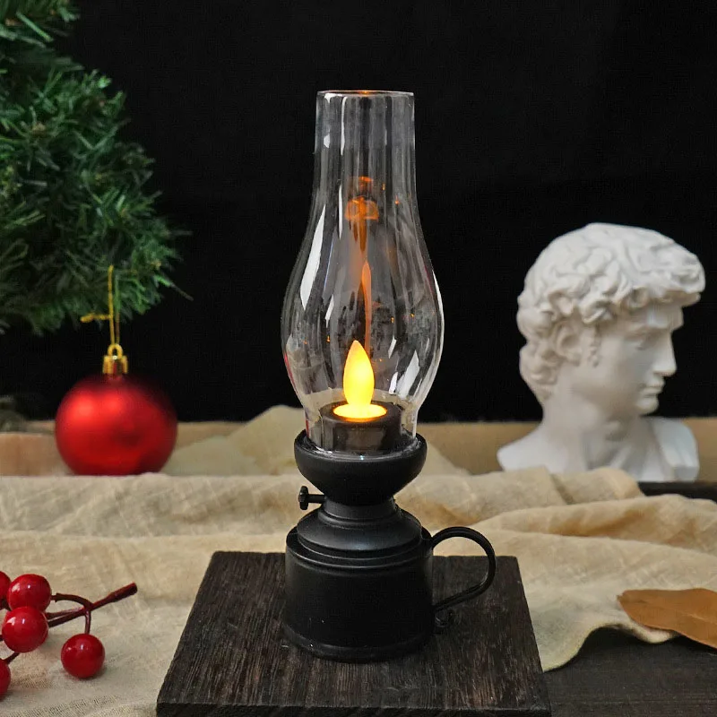 Retro Candle Lamp Flameless Candlestick Night Light Dining Room Desktop Candle Holders Ornaments Living Room Bedhead Decoration