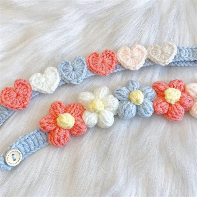 Pet Handmade Woven Collar Love Flower Collar Necklace for Cat Dog Cute Jewelry Decorative Pet Collar Pets Acessorios