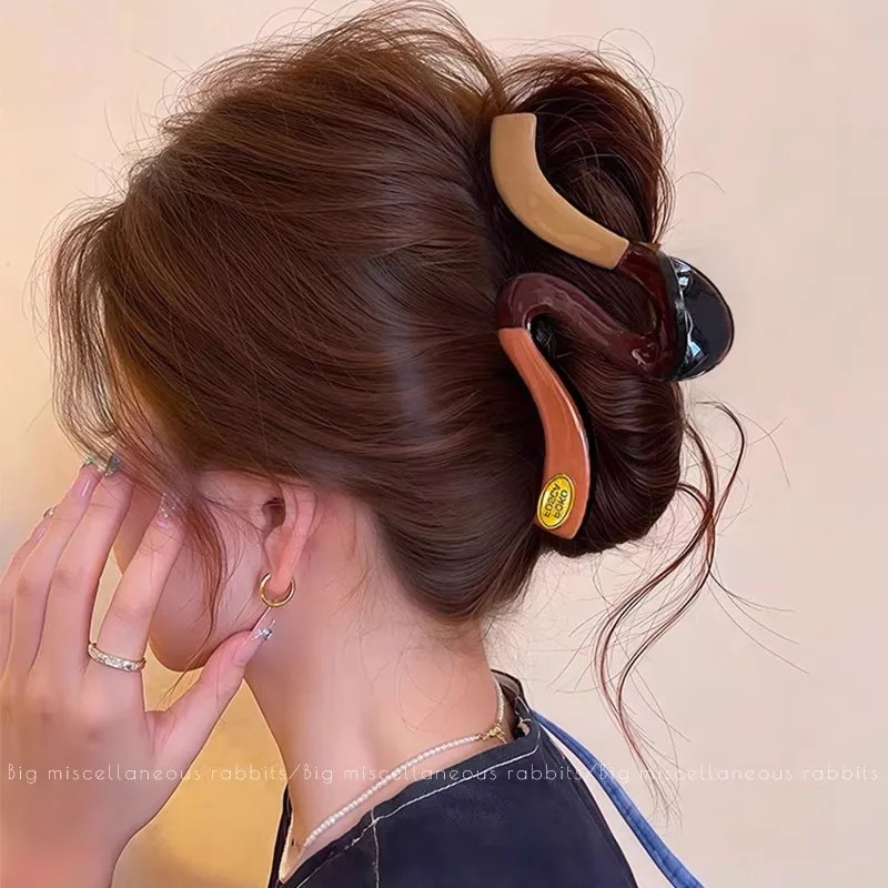 

Colorful Geometric Hair Claw For Women Girls Sweet Hair Ornament Headband Long Hair Hold Claw Clip Hair Clip Hair Accessories