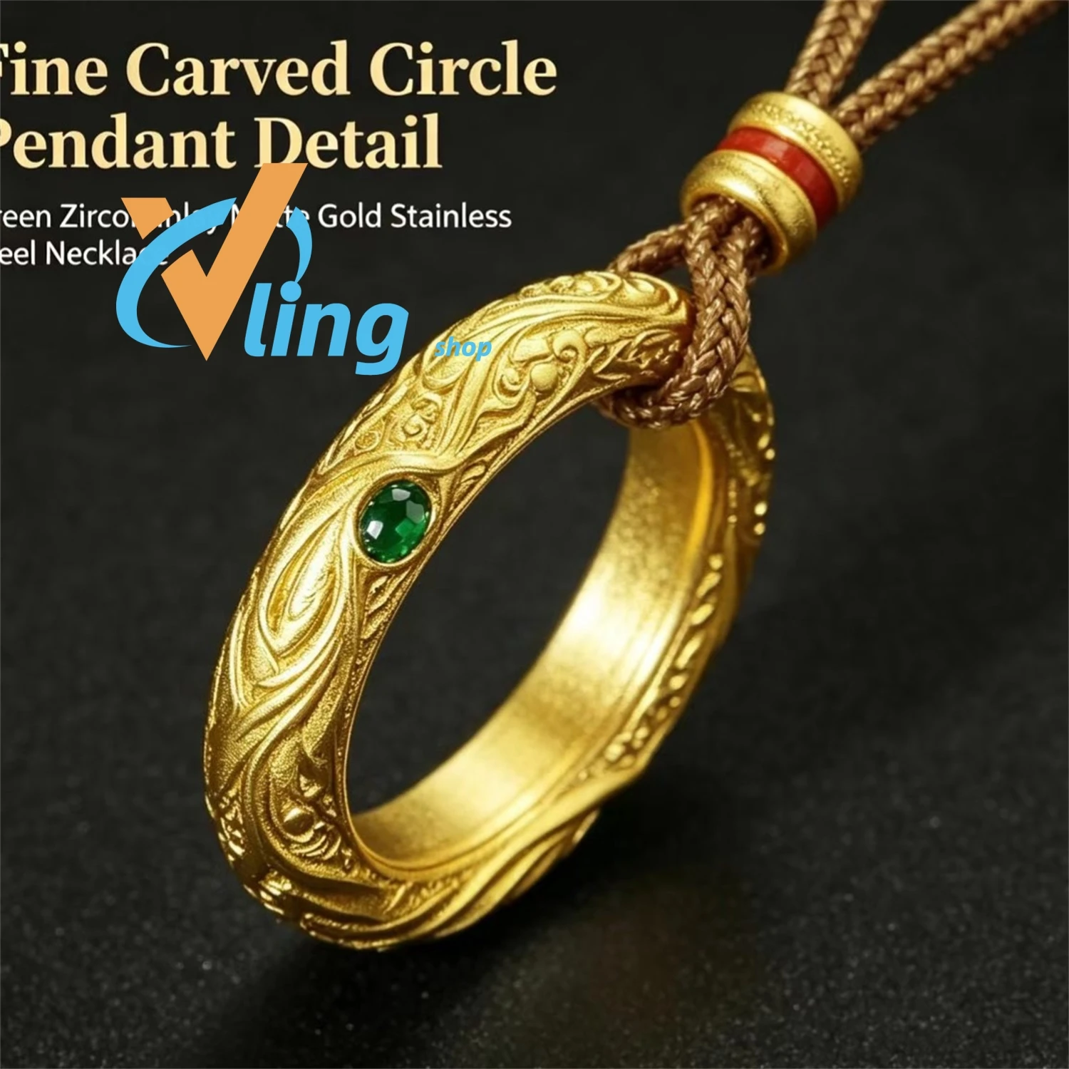Meaningful Ring Necklace 2Ways Wear Green Gemstone Knot Adjustable Finger Pendant Hypoallergenic Jewelry Set for Her