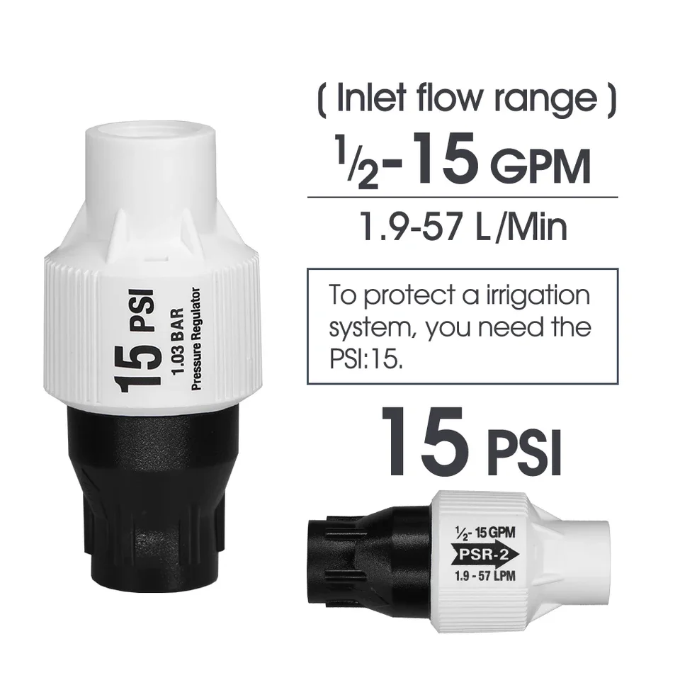 15 PSI adjustable pressure control valve with 25 mm 3/4 inch female thread for drip irrigation systems garden hose fittings and