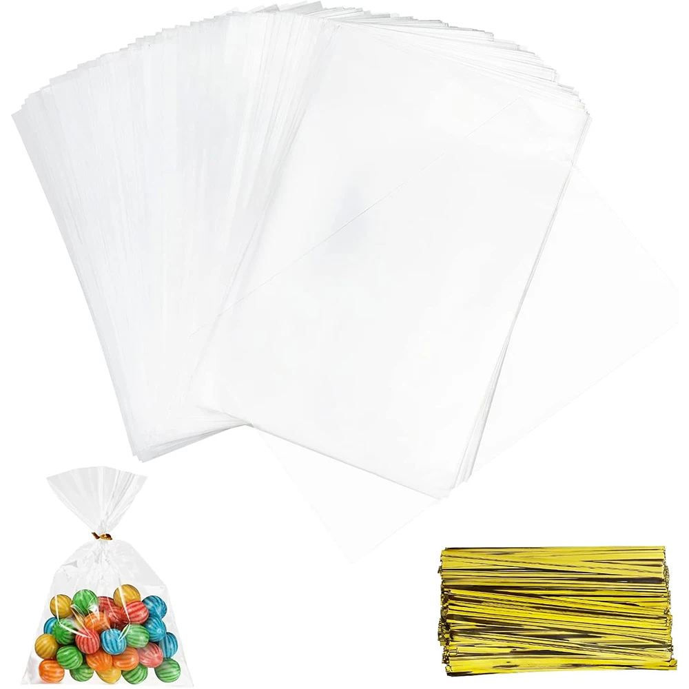 Clear Candy Bags - Square Plastic Bags for Biscuits, Chocolate, Wedding Gifts & Confectionery Packaging