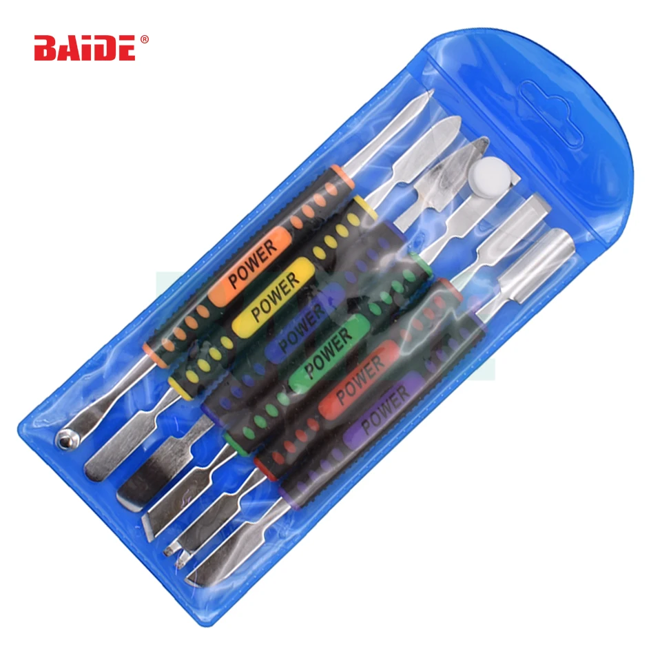 6 in 1 Pry Set Mini Dual Heads Crowbar Metal Spudger Prying Tools Kit for iPhone iPad Tablet Mobile Phone 30set/lot
