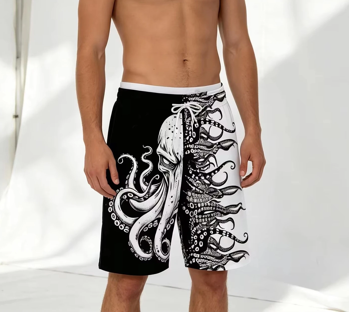 Summer Outdoor Sports Casual Fashion Loose Comfortable Simple Octopus Patterned Print Men's Shorts Trend Thin Vacation Shorts