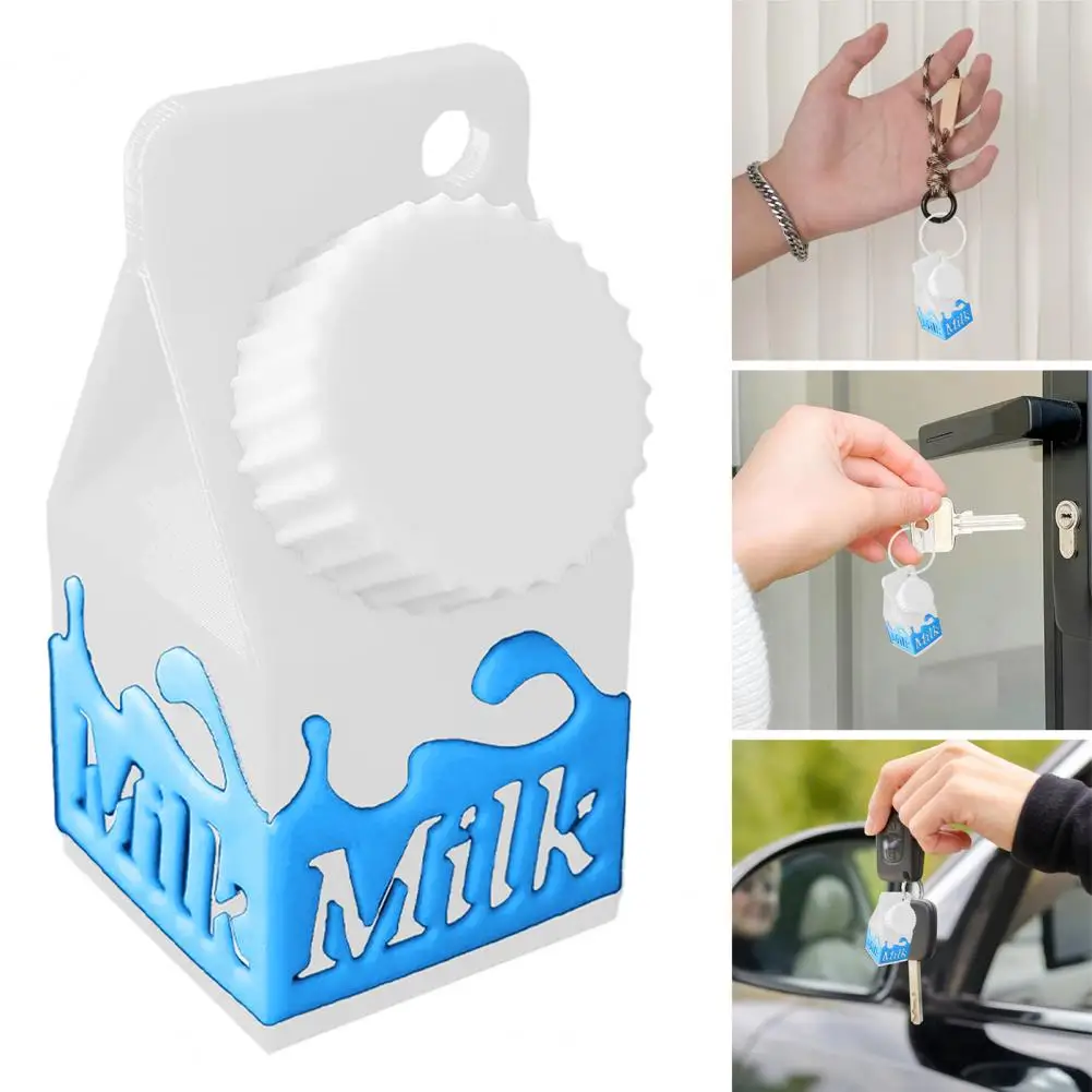 Playful Keychain Pendant Mini Milk Carton Pill Holder Keychain for Backpack Purse Unique Lactose Pill Storage Bottle for Handbag