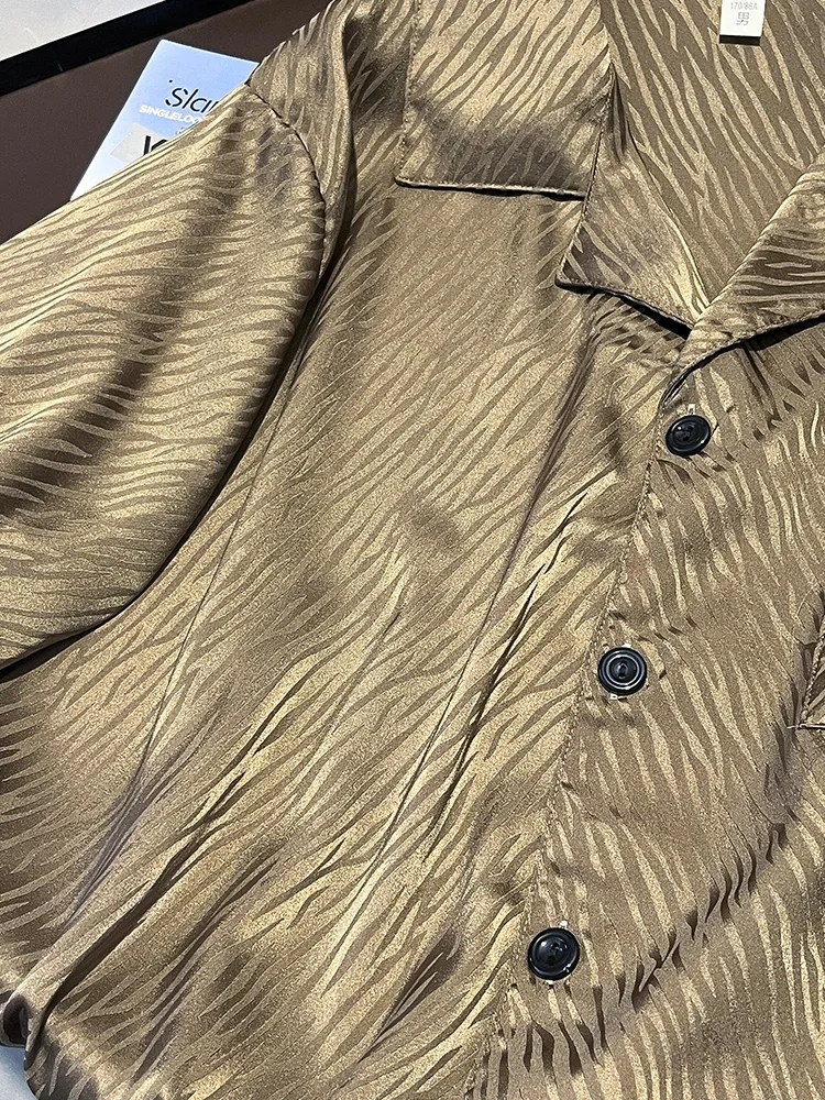 New Luxury Striped  Silk Pajamas Men's Short sleeved Shorts Thin Silk Home Furnishing Set