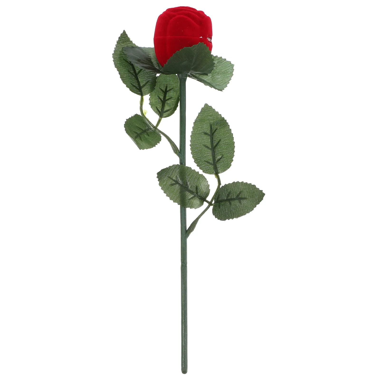 

Rose Ring Box Red Flower Leaf Design Jewelry Boxes for Proposal Wedding Ceremony Earring Display Velvet Storage Valentine