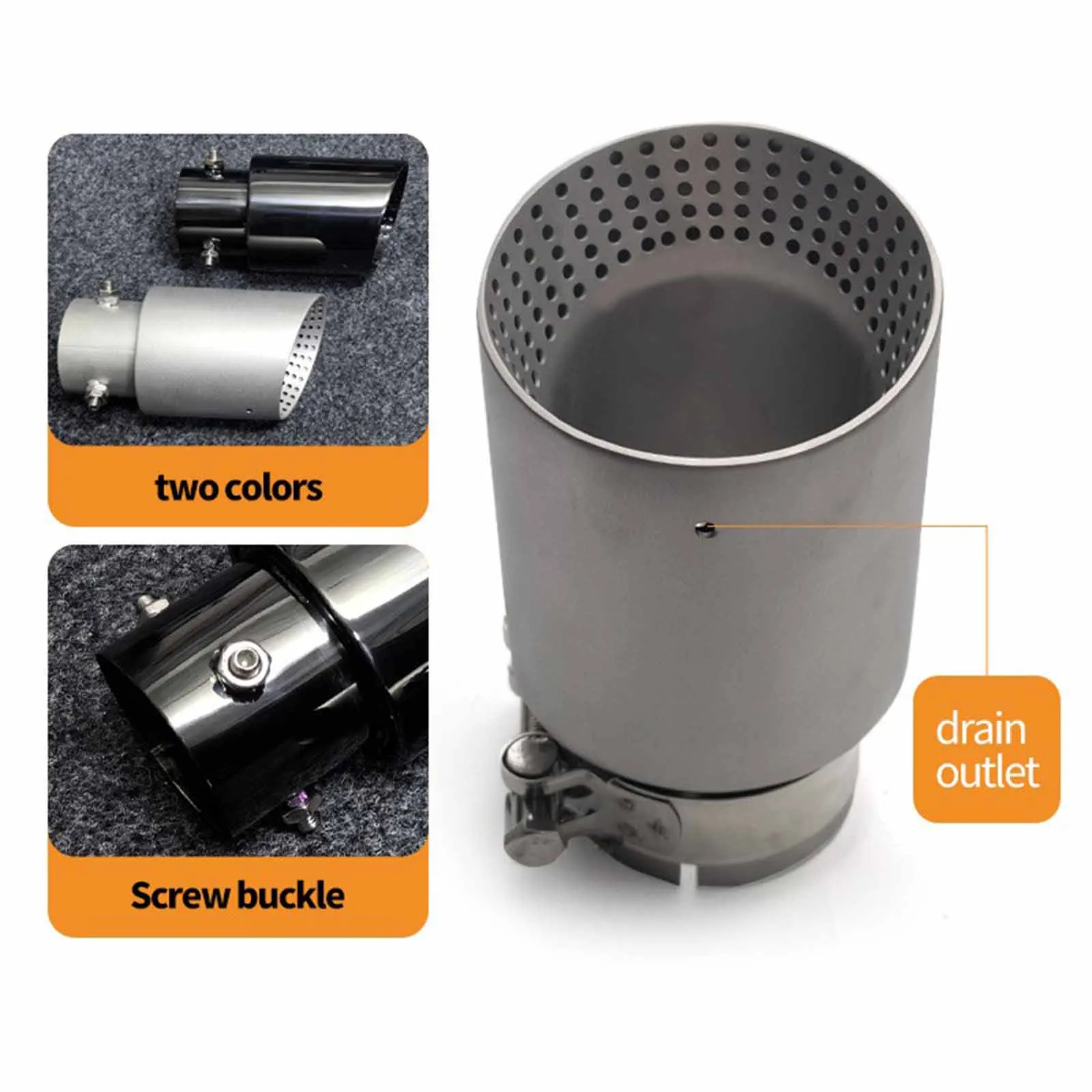 

Universal stainless steel mesh Tips 80mm Inlet 120mm Outlet muffler nozzle exhaust tip suitable for car exhaust pipe