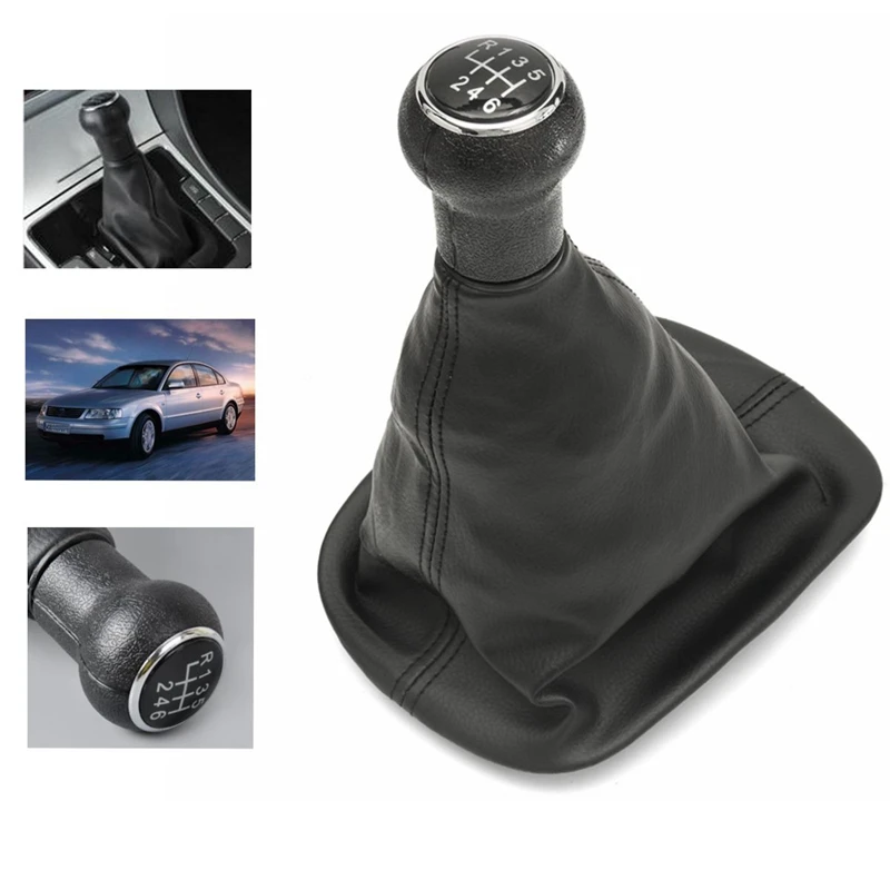 6 Speed Car Gear Shift Knob Lever Shifter Stick Gaiter Boot Cover For VW Passat B5 B5.5 B6 1996-2005