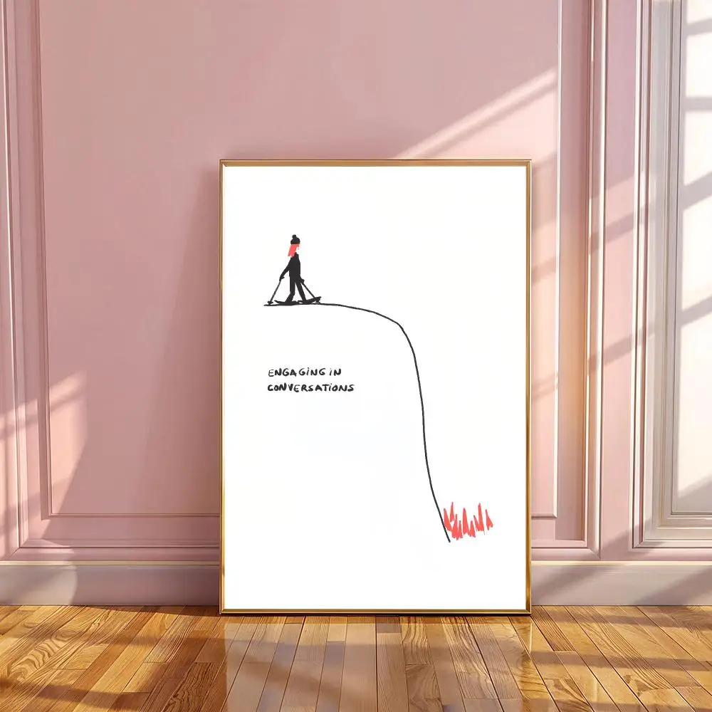 Anxiety HD Wall Art Poster Funny Illustration Relatable Mental Health Humor Quirky Bedroom Office Home Decor Gift