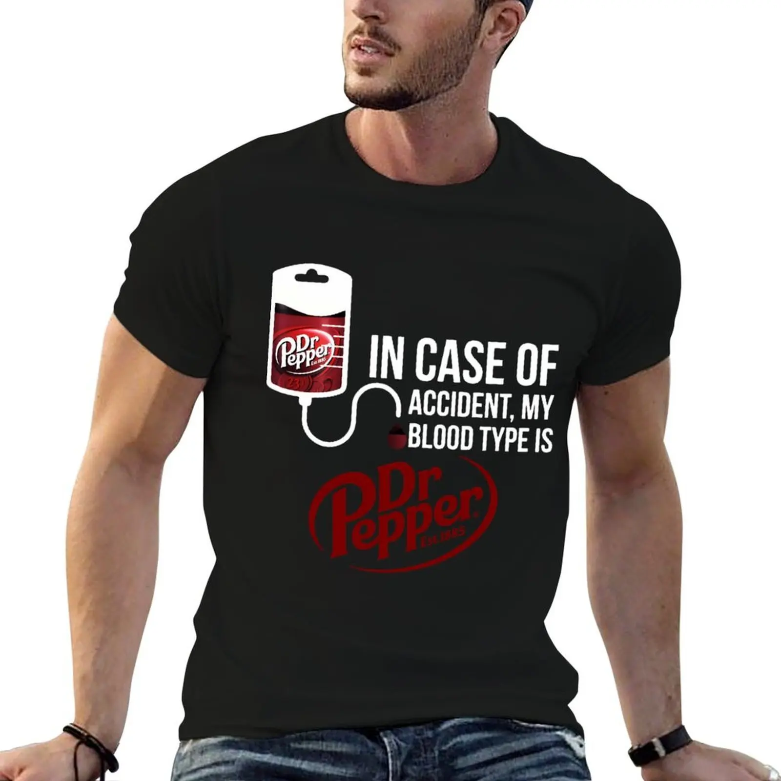 

Case T-Shirt Dr.Pepper humor cotton t tshirt anime funny dark My shirts tshirt Accident Of Is 100% Blood Type In