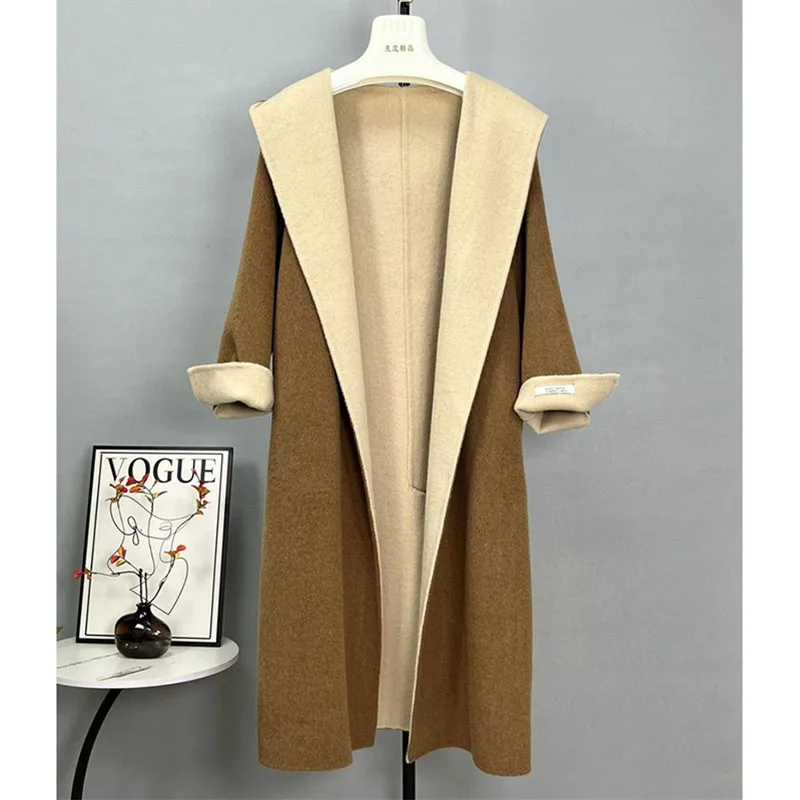2025 Autumn Casual Woolen Windbreakers Women's Overcoat Winter New Korean Loose Medium Long Double-sided Woolen Trenchcoat Coat