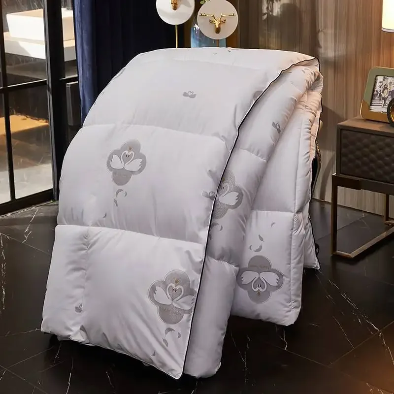 2025 nuevo estampado grande de gama alta de plumas de terciopelo serie de colcha otoño e invierno cálido grueso 200x230cm