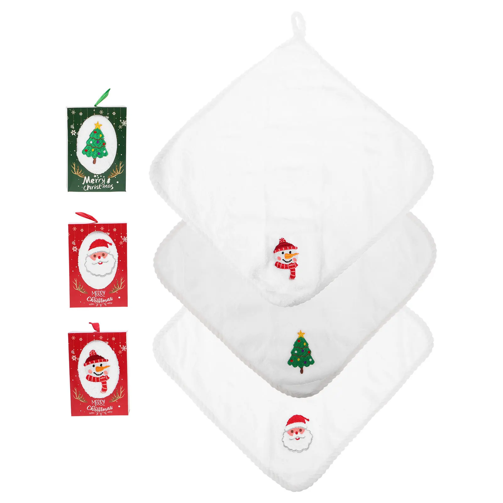 

3Pcs Christmas Hand Towel Gift Set Decorative Kitchen Bathroom Small Towels Holiday Festive Towel Set Towels Bathroom Sets