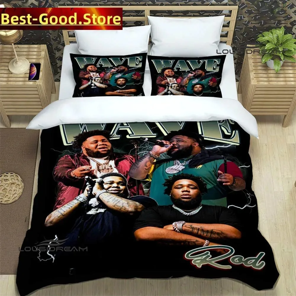 3D Print Fashion Rapper Rod Wave Bedding Set Boys Girls Twin Queen King Size Duvet Cover Pillowcase Bed boys Adult Bedroom