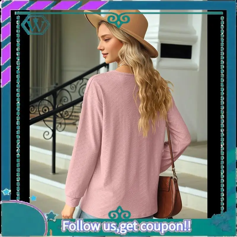 

A09P Women V Neck Long Sleeve Blouses Casual Pullover Tops Dressy Loose Fit Tunic Blouses Fall Shirt Top