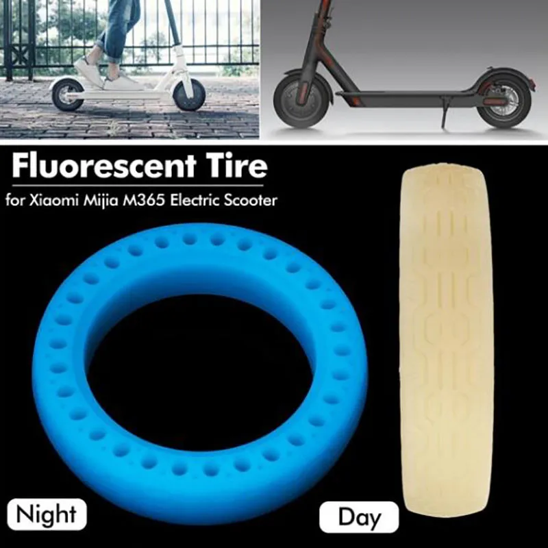 8.5 Inch For Xiaomi M365 Motor Luminous Solid Scooter Tire Non-Inflatable Fluorescent Anti-Shock Tubeless Wheel Electric Scooter