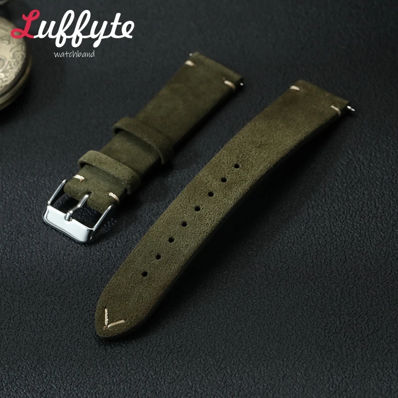 خمر جلد الغزال حزام (استيك) ساعة 18 مللي متر 20 مللي متر 22 مللي متر اليدوية الرجال النساء ساعة اليد حزام الإفراج السريع Smartwatch حزام الساعات