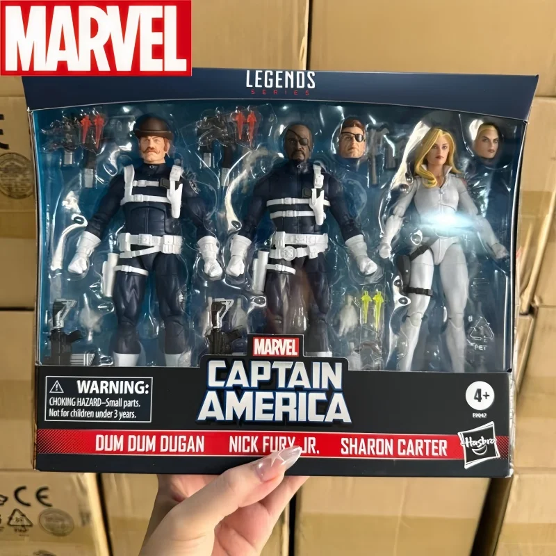 Juguete de anime Marvel genuino S.H.I.E.L.D. Agente Trio Nick Fury Sharon Carter muñeca móvil de 6 pulgadas modelo niño juguete regalo de seguidor