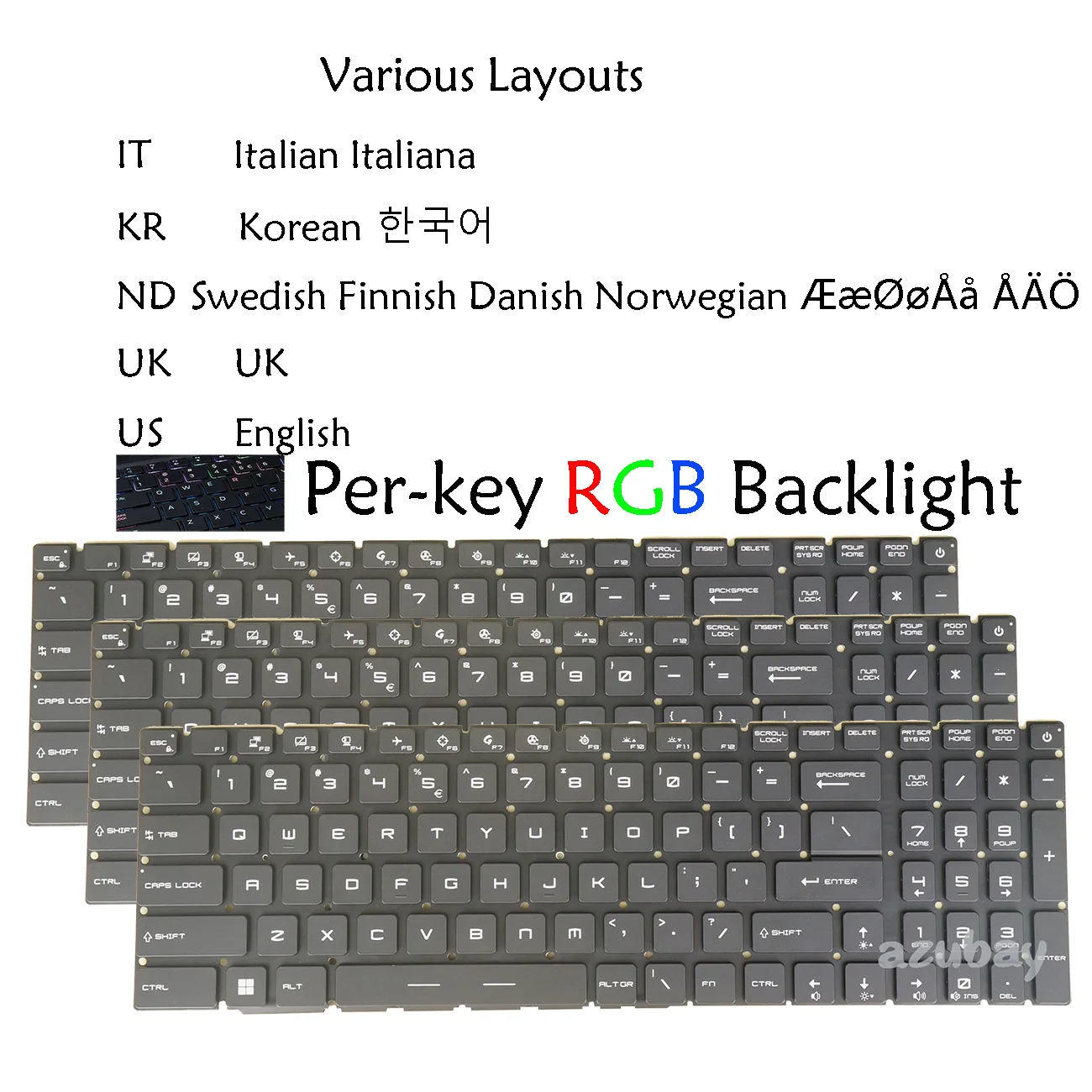 Per-key RGB Backlit Keyboard For MSI GE76 GS76 GP76 GP77, GP76 Leopard 10UH 10UG 10UE 11UH 11UG 11UE US UK Italian Nordic Korean